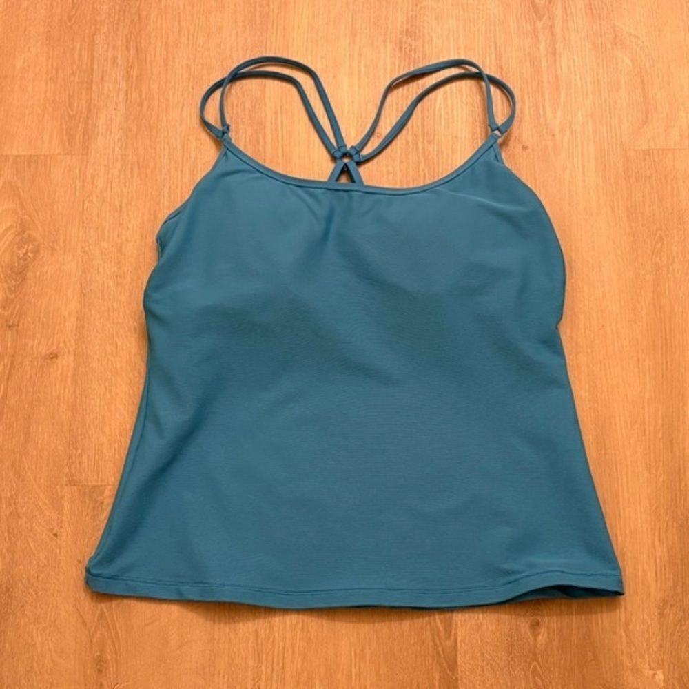 Athleta Teal Strappy Tank Removable Pads. Swim / Gym Top